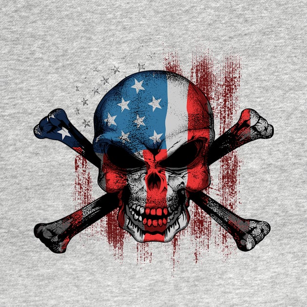 American USA Flag Skull & Bones by Evoke Collective